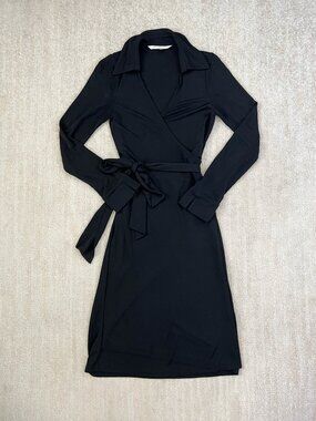 DVF Diane Von Furstenberg Jeanne Collared Long Sleeve Wrap Midi Dress 8